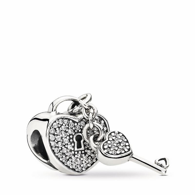 Pandora Lock Of Love Charm - Sterling Silver/Cubic Zirconia - Canada | NR5846MV